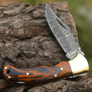 Producto más vendido, cuchillos de caza de plegables de acero de alta calidad Damasco, cuchillo plegable de acero de Damasco con mango de madera de tamaño personalizado - Product Image 3