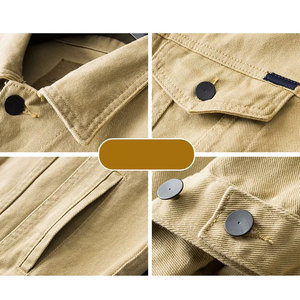 แจ็กเก็ตยีนส์สีน้ำเงินสำหรับผู้ชาย, แจ็กเก็ตยีนส์บุขนแกะมีกระดุมสำหรับฤดูหนาวเทคนิคซักหนัง - Product Image 6