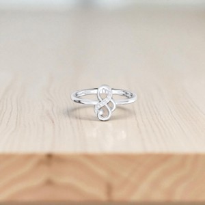 0.03 Carat F-G/VS Lab Grown Round Cut Diamond <b>Ring</b> Prong <b>Set</b> in Platinum with Fancy/Modern Design <b>for</b> <b>Women</b> - Product Image 4