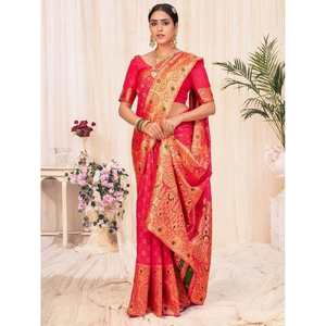 ชุดแต่งงานผ้าไหมบานาราซีสีชมพูสวยงาม - Product Image 2