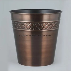Decorative and Practical Aluminum Metal Waste Bin <b>with</b> a Versatile Design Ideal for Kitchens Living Rooms or Workspace Areas - Product Image 4
