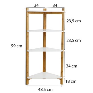 Estante Esquinero de Bambú de 4 Niveles BFKS029, 34x34x99cm, Tipo Vertical para Sala de Estar - Product Image 3