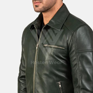 Veste en cuir de mouton véritable pour hommes, enduite, imperméable, avec impression de logo avant personnalisé, pour la mode hivernale en plein air - Product Image 5