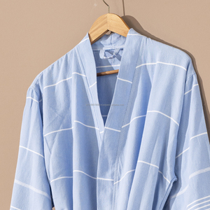 Albornoz unisex XL de algodón y lino tejido de secado rápido y transpirable sólido todo el año ropa de dormir Salón-hecho en Turquía ODM suministrado - Product Image 5