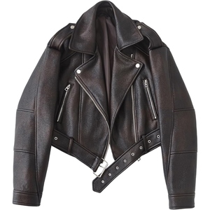 Veste de moto en cuir de mouton véritable pour femmes, finition douce, style motard, veste en cuir ajustée - Product Image 5