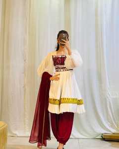 ชุดเดรสผ้า Pashtun ของอัฟกานิสถานสำหรับงานแต่งงานเสื้อนอกของเด็กวัฒนธรรมอัฟกานิสถานดีไซน์แบบปักสีทึบ - Product Image 3