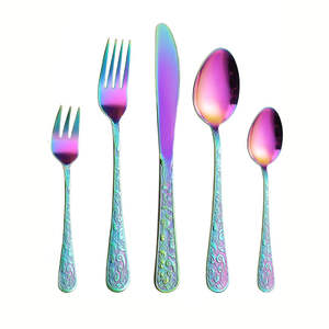 Ensemble de couverts en acier inoxydable argenté haut de gamme 4 pièces de style américain fantaisie avec poignées enduites - Product Image 3