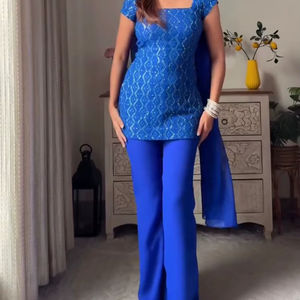 ชุดชาราราผ้าจอร์เจตต์สวยงามสไตล์อินเดีย-ปากีสถาน ชุดชาราราแบบดั้งเดิมสไตล์วินเทจสำหรับงานปาร์ตี้และงานแต่งงานสำหรับผู้หญิง - Product Image 1