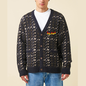 Nouvel arrivage 2025 100% Cardigan tricoté en coton pour homme Logo personnalisé Anti-rétrécissement Streetwear Confortable Hip Hop Baggy Sweater - Product Image 6