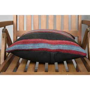 Almohada de lana Kilim de retazos multicolor de 16x16 pulgadas tejida con patrón Vintage de rayas sutiles cojín decorativo esponjoso de 18x18 - Product Image 5