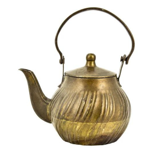 This antique brass tea pot is a rare collectible Indian classical design for kitchen and home. - Product Image 2