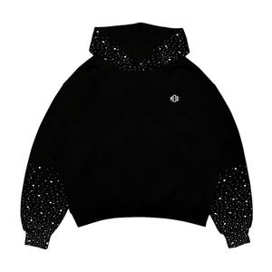 Sweat-shirt à capuche tendance pour homme avec strass, style streetwear, fermeture éclair, manches oversize, strass, sweat-shirt tendance OEM - Product Image 4