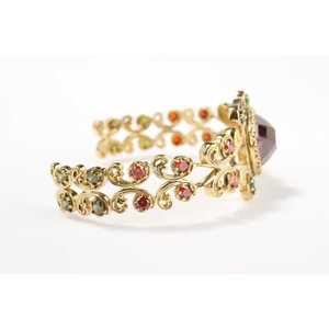 Antique 925 Sterling Silver <b>Bracelet</b> <b>Ruby</b> Stone Rhodium Plated Flower Number Pattern Classic Religious Style for Gifts Parties - Product Image 6
