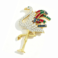 Broches de Moda con Pedrería y Baño de Oro, Diseño de Flamenco, Recuerdo de Florida, Pin de Regalo Ecológico, Tamaño Personalizable, Lujo para Mujer