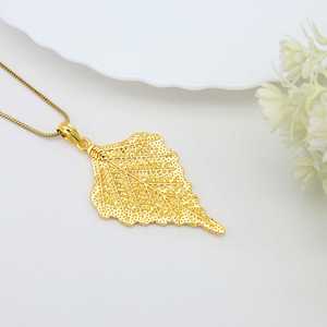 Latest Demanding Gold Plated Pendant Necklace Boho Brass Jewelry For Women 18k Gold Plated Filigree Leaf Wholesale For Women - Product Image 2