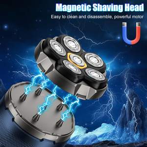 Afeitadora Eléctrica Rotativa para Hombre, Recargable, Uso en Seco/Húmedo, Recortadora de Pelo con Cinco Cuchillas, Idioma de Funcionamiento Alemán, Resistente al Agua IPX7, con Pantalla - Product Image 4