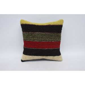 Multicolor Wool Kilim 18x18 Inch Luxury Decorative Accent Pillow Woven Vintage Pattern Leaves 12x12 Inverted Patchwork <b>Cushion</b> - Product Image 1