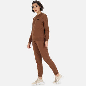 Survêtement d'hiver avec logo personnalisé pour femmes sweat à capuche en polaire de couleur unie avec hauts courts ensemble de survêtement imprimé grande taille - Product Image 3