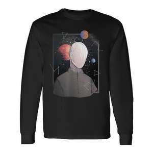 Camiseta de Manga Larga con Diseño Astral Espacial Cósmico del Hombre Sin Rostro Astronauta del Planeta para Hombre, Camiseta Promocional Espacial Cósmica - Product Image 1
