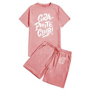 ชุดสตรีทแวร์สำหรับผู้ชายชุดฤดูร้อนของ2025เสื้อยืดขนแกะระบายอากาศกางเกงขาสั้นผ้าฝ้าย100% สีตัดกันออกแบบโดยดีไซเนอร์โลโก้เสื้อผ้า - Product Image 4