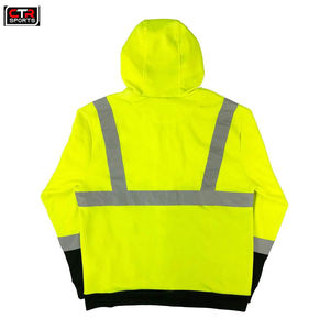 OEM personalizado de manga larga con cremallera Sudadera con capucha Hi Vis reflectante de seguridad de algodón polar impermeable de talla grande al aire libre de construcción sudaderas con capucha - Product Image 6