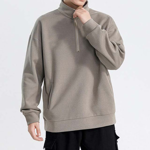 Sudadera de Hombre con Cierre de Cremallera, Color Sólido, Corte Regular, Algodón French Terry, Cuello Alto, Informal, para Otoño - Product Image 6