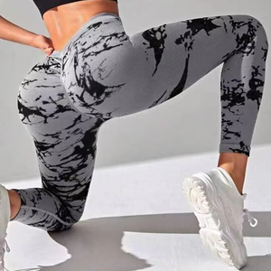 Pantalon de yoga sans couture tie-dye taille haute pour femmes nouveauté Leggings de sport de fitness avec fermeture à cordon de serrage vêtements en gros - Product Image 2