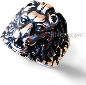 Anillo de Hombre, Anillo Sencillo de Plata, Anillo de Sello Pesado con León, Anillo Navideño Hecho a Mano, Joyería Personalizada, Anillo de Plata Maciza 925 - Product Image 5