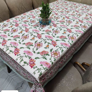 ผ้าปูโต๊ะผ้าฝ้ายพิมพ์ลายดอกไม้ที่ทำด้วยมือแบบ100% จากมรดกผ้าปูโต๊ะทรงสี่เหลี่ยมผืนผ้าแบบดั้งเดิมที่ทำด้วยมือ - Product Image 1