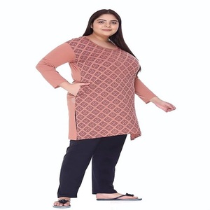 Women's Plus Size All-Over Printed T-Shirt Pajama Set Vintage Style Quick Dry Lightweight Soft <b>Thermal</b> Sleepwear 2 Pieces - Product Image 3