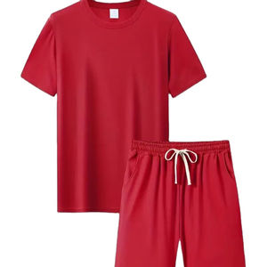 Elastic Waist <b>Shorts</b> With Pockets <b>Men's</b> Solid Color Summer Outfit Set <b>Men's</b> <b>Short</b> Sleeve Crew Neck T-shirt <b>Work</b> Out Daily Wear - Product Image 1
