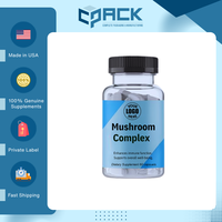 Complément alimentaire de haute qualité à base de complexe de champignons en capsules, marque privée, 60 capsules, usage adulte, vente en gros par le fabricant américain