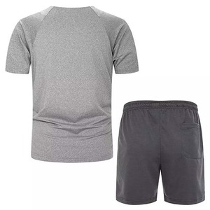 Ensemble de 2 pièces pour hommes, Logo personnalisé, couleur grise, short, vente en gros, broderie personnalisée, imprimé, Gym, col en V, vêtements d'été - Product Image 2