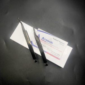 Venta al por mayor profesional sólido Acero inoxidable diamante corazón agarre pestañas extensión pinzas Plasma negro sostenible puntiagudo - Product Image 5