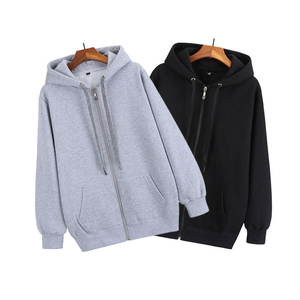 Streetwear personnalisé en gros Sweats à capuche zippés à épaules tombantes 100% coton 450gsm Tissu doux en polaire lourd de couleur unie pour hommes - Product Image 3
