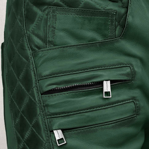 กางเกงหนังแท้สำหรับผู้ชายกางเกงหนังแท้สีฟ้าสไตล์ที่ดีที่สุด - Product Image 5