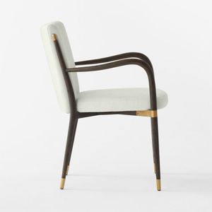 Chaise de salle à manger de luxe Artisan avec cadre en bois massif, design élégant et coussin rembourré en peluche blanc avec accent doré - Product Image 4