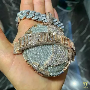 Bijoux Hip Hop en argent sterling 925 personnalisables avec pendentif dessin animé et style rappeur en or blanc cultivé en laboratoire VVS glacé - Product Image 6