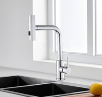 Robinet de cuisine monocommande flexible en acier inoxydable 304 au design moderne, mitigeur chaud/froid, avec douchette extractible et cartouche céramique