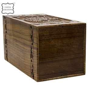Caja de urna de madera tallada a mano Indian Glance para cenizas de adultos Urna de cremación funeraria conmemorativa con hermoso diseño Suministros funerarios - Product Image 2