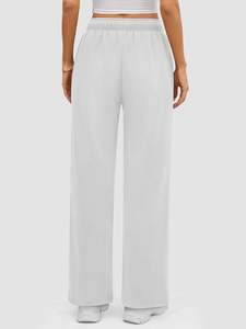 กางเกงวอร์มขาบานสำหรับผู้หญิงผ้าคอตตอนเนื้อนุ่มระบายอากาศได้ดีผ้าคอตตอน100% ขากว้างตรงราบสำหรับฤดูหนาว - Product Image 3