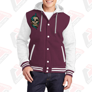 Veste universitaire élégante et chaude pour hommes avec capuche 100% coton polaire brodé Technics imprimé numérique teint uni pour l'hiver - Product Image 2