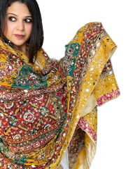 Fashionable Ethnic Long Dupatta Mirror Work Floral Pattern Handcrafted Colorful Customized Digital Printed Silk Chinon All - Product Image 2