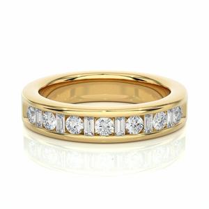 1.50 TCW rond brillant coupe demi éternité Moissanite bague pour femmes pour mariage anniversaire cadeau d'anniversaire avec bande d'amour - Product Image 1
