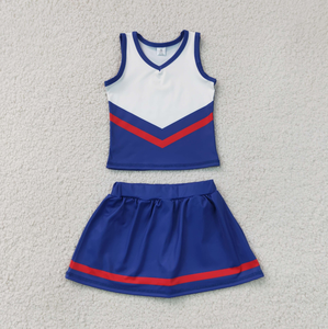 Conjuntos de Ropa Deportiva para Bebés Niñas, Chaleco con Rayas Rojas y Azul Marino, Falda y Pantalones Cortos, Estilo Yoga - Product Image 2