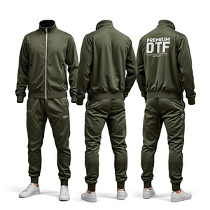 Conjunto Deportivo para Hombre, Color Verde Oliva, con Estampado DTF, Sudadera con Capucha y Pantalones Jogger, Ropa Casual de Moda - Product Image 1