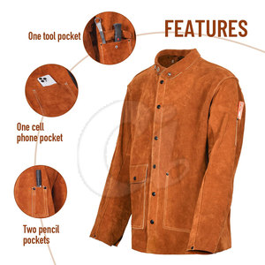 Vêtements de sécurité Veste de soudage en cuir Veste de soudage légère Veste de soudage à prix bon marché Veste de soudage - Product Image 3
