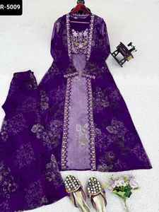 Indian Ethnic Wear Fancy Party Wear and Festival Wear Salwar Kameez Suit with Sequnce work and Digital Print Sharara and <b>Shrug</b> - Product Image 6