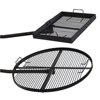 Grille de cuisson en acier pour feu de camp double JH-Mech, système pivotant avec support, grille de barbecue en fonte