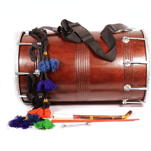Héritage musical Dholak en bois sculpté Dholki en bois indien fabriqué à la main Tambours musicaux Peau de mouton Dholak en bois indien Vente en gros - Product Image 2
